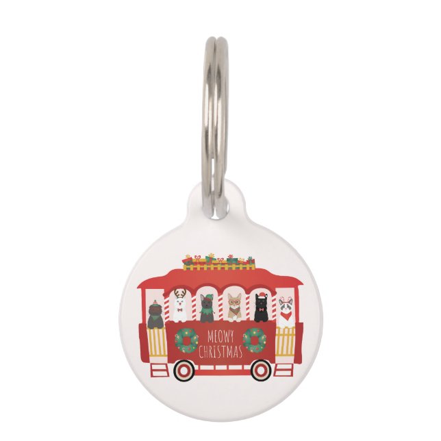 Cats Christmas Trolly Meowy Christmas Pet Tag (Front)