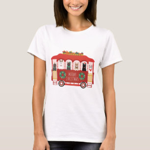 Cats Christmas Trolly Meowy Christmas T-Shirt