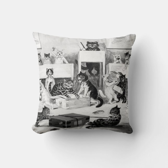 Cats Classroom Discipline, Louis Wain Cushion (Front)