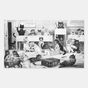 Cats Classroom Discipline, Louis Wain Rectangular Sticker