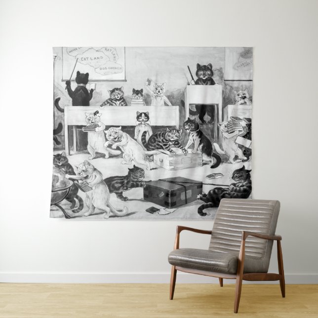 Cats Classroom Discipline, Louis Wain Tapestry (In Situ (Horizontal))