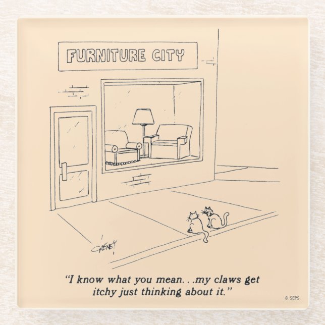 Cats Clawing Furniture Glass Coaster (Front)