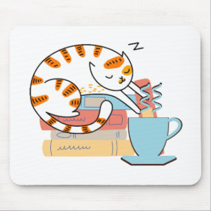 Cats, Coffee, and Books Mouse Mat