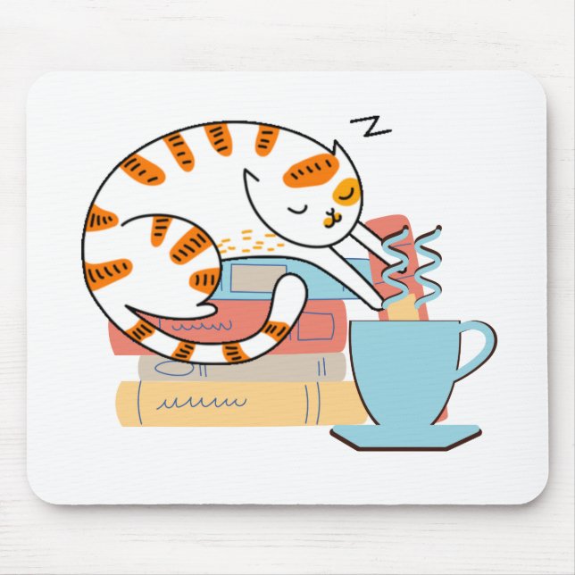 Cats, Coffee, and Books Mouse Mat (Front)