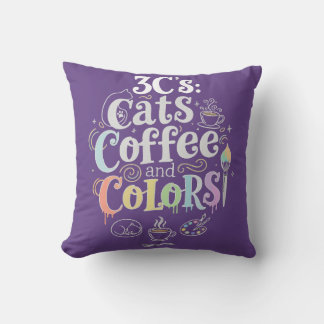 Cats Coffee and Colours Cushion