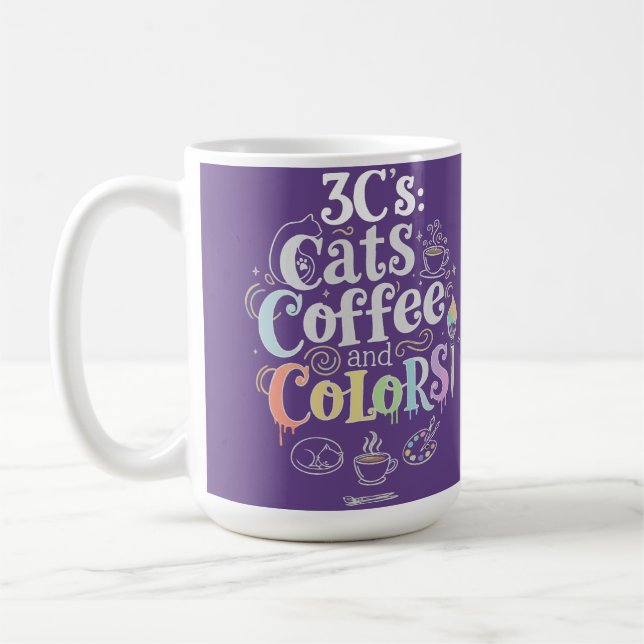 Cats Coffee and Colours Mug (Left)