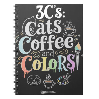 Cats Coffee and Colours Notebook