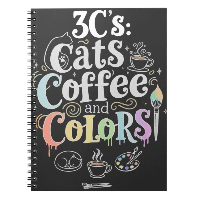 Cats Coffee and Colours Notebook (Front)