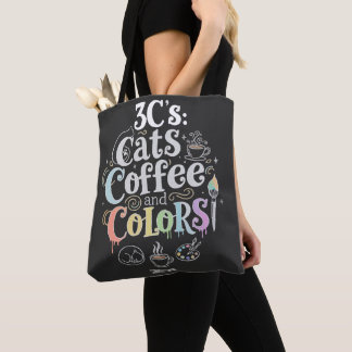 Cats Coffee and Colours Tote Bag