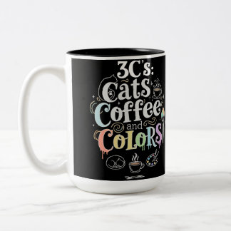 Cats Coffee and Colours Two-Tone Coffee Mug