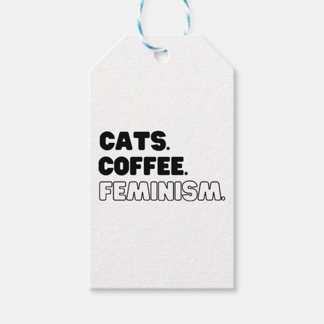 Cats Coffee Feminism Gift Tags (Front)