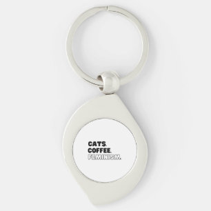 Cats Coffee Feminism Key Ring