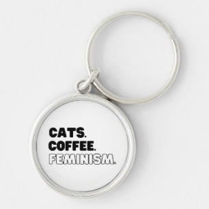 Cats Coffee Feminism Key Ring