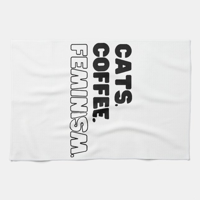 Cats Coffee Feminism Tea Towel (Horizontal)