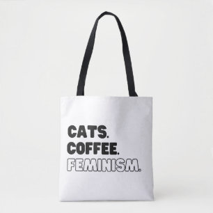 Cats Coffee Feminism Tote Bag