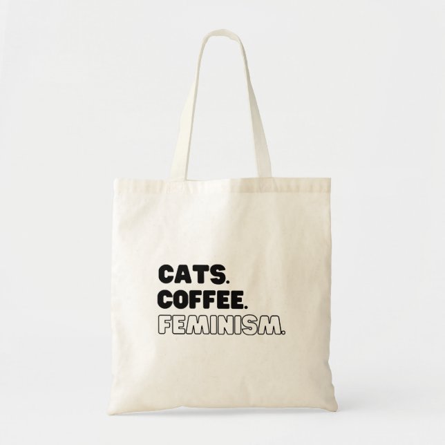Cats Coffee Feminism Tote Bag (Front)