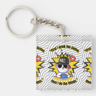 cats coffee quote key ring