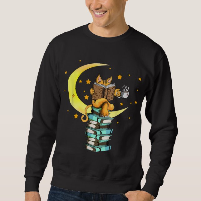 Cats Coffee Reading Kat Books Read Stubenter Kitte Sweatshirt (Front)