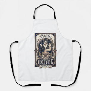 Cats Coffee Repeat Cat Coffee Vintage Vector Art S Apron