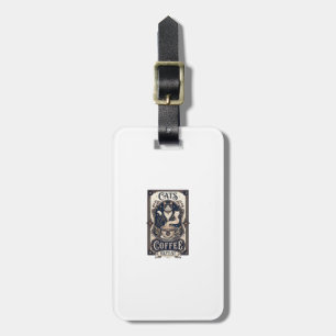 Cats Coffee Repeat Cat Coffee Vintage Vector Art S Luggage Tag