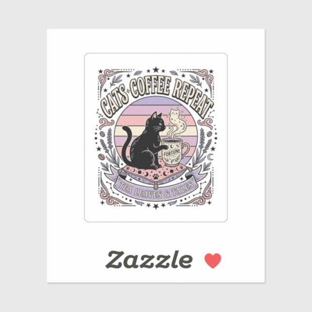 Cats Coffee Repeat Cat Tea Leaves Coffee Fortune R (Sheet)