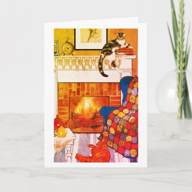 Cats Cosy Scene Blank Note Card (Front)