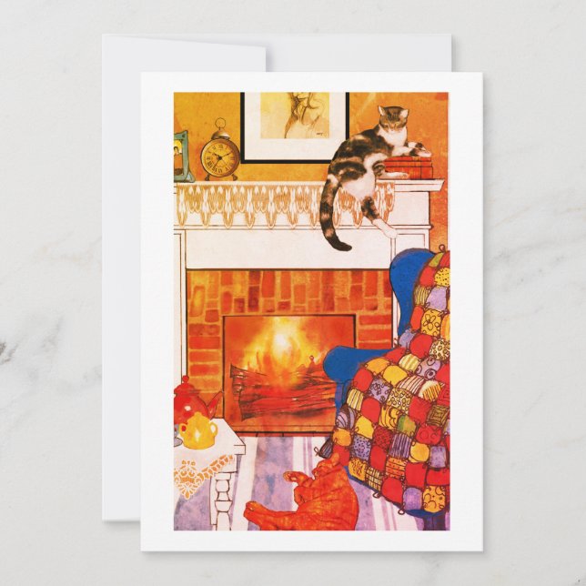 Cats Cozy Scene Blank Note Card (Front)