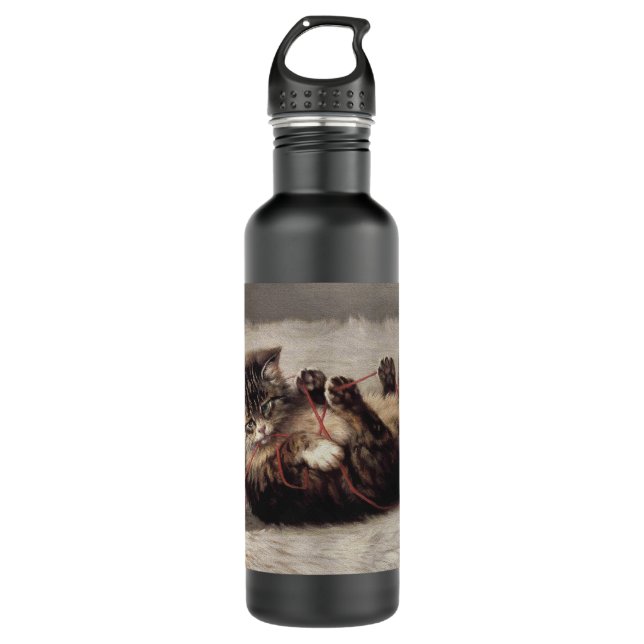 Cat's Cradle, A Cat Playing Ball of Yarn 710 Ml Water Bottle (Front)