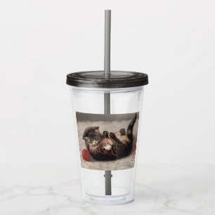 Cat's Cradle, A Cat Playing Ball of Yarn Acrylic Tumbler