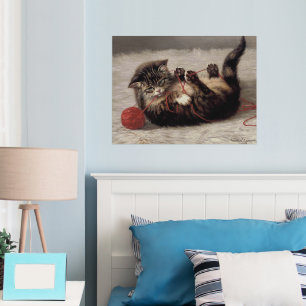 Cat's Cradle, A Cat Playing Ball of Yarn Foil Prints