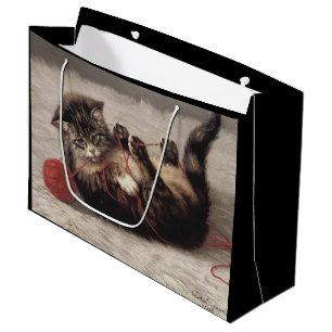 Cat's Cradle, A Cat Playing Ball of Yarn Large Gift Bag