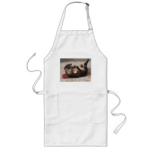 Cat's Cradle, A Cat Playing Ball of Yarn Long Apron