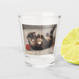 Cat's Cradle, A Cat Playing Ball of Yarn Shot Glass