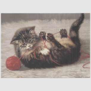 Cat's Cradle, A Cat Playing Ball of Yarn Tissue Paper