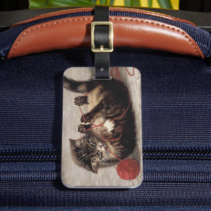 Cat's Cradle, Kitten Playing with Yarn as Pet Toy Luggage Tag