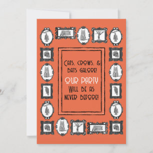 Cats, Crows, and Bats Halloween  Invitation