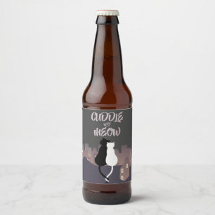 Cats cuddling Cute Valentine's Day Beer Bottle Label