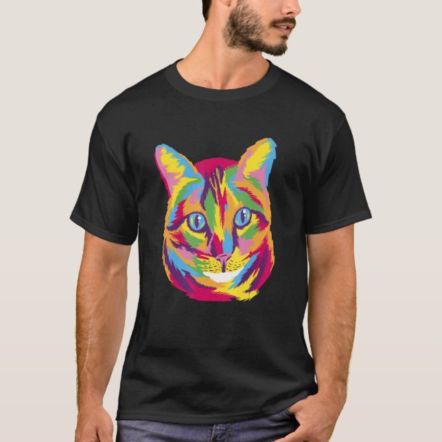 Cats Cute Cat For Kitten Colourful Art T-Shirt (Front)