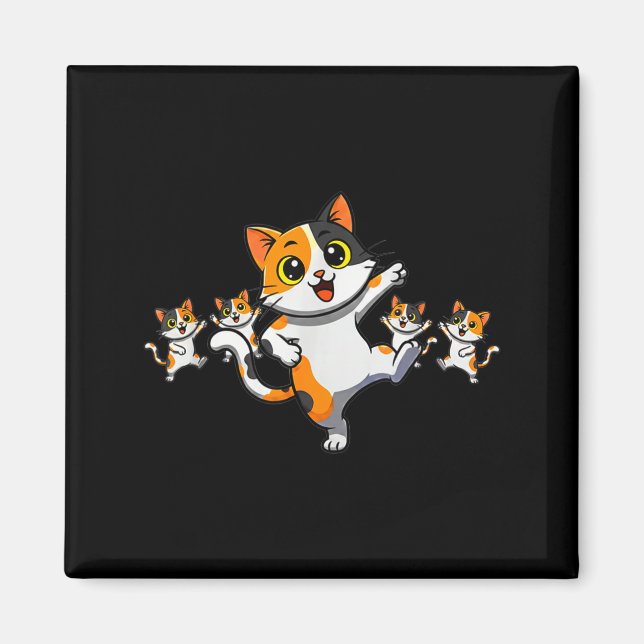 Cats Dancing Funny Cat Lover For Women Kitty Graph Magnet (Front)