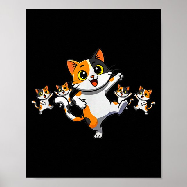 Cats Dancing Funny Cat Lover For Women Kitty Graph Poster (Front)