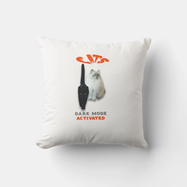 Cats Dark mode activated Cushion (Front)