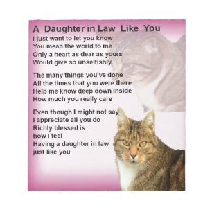 Cats  Daughter in Law Poem Notepad