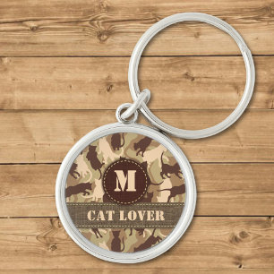 Cats Desert Camouflage Monogram Keychain