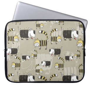 Cats & Dogs: Funny Seamless Texture Laptop Sleeve