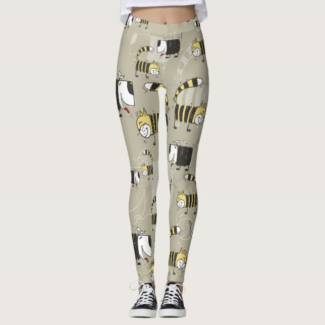 Cats & Dogs: Funny Seamless Texture Leggings (Front)