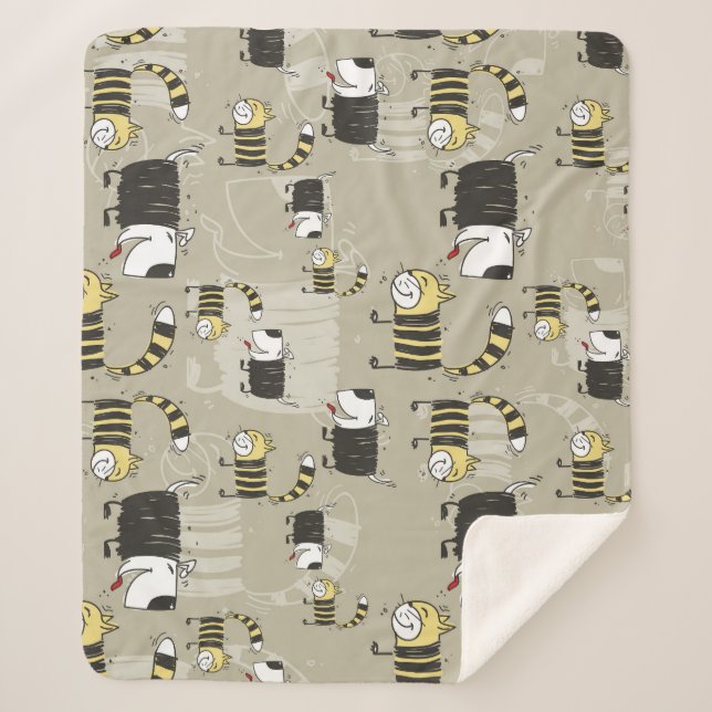 Cats & Dogs: Funny Seamless Texture Sherpa Blanket (Front)