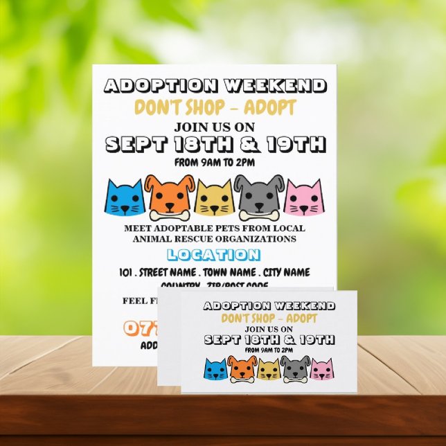 Cats & Dogs, Pet Adoption Event Advertising Business Card (Creator Uploaded)