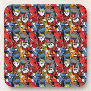 Cats & Dogs Scooter Pattern Coaster