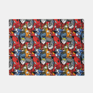 Cats & Dogs Scooter Pattern Doormat