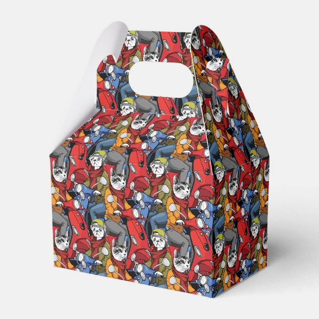 Cats & Dogs Scooter Pattern Favour Box (Front Side)